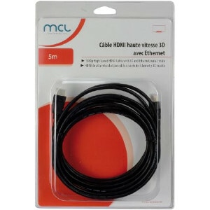 Câble A/V MCL - 5 m HDMI - pour Périphérique audio/vidéo - 2e bout: 1 x 19-pin HDMI Digital Audio/Video - Male -  xPrend e