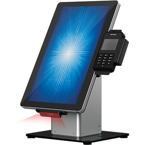 Elo Slim Desk Mount for Touchscreen Monitor, Cradle, Bar Code Reader, Fingerprint Reader, Webcam - Black, Silver - 55.9 cm