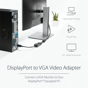 DISPLAYPORT TO VGA VIDEO ADAPTER CONVERTER - 1920X1200 - DISPLAY PORT / DP ADAPTER M/F