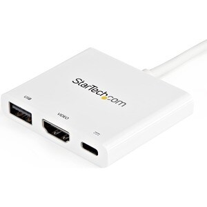 USB-C TO 4K HDMI MULTIFUNCTION ADAPTER WITH POWER DELIVERY AND USB-A PORT - WHITE