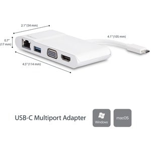 StarTech.com USB Type C Docking Station for Notebook - Silver, White - 1 Displays Supported - 4K - 2048 x 1280, 3840 x 216