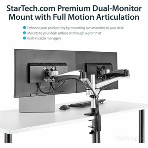 StarTech.com Desk Mount Dual Monitor Arm, Full Motion, Premium Dual Monitor Mount for up to 30"(19.8lb/9kg) VESA Mount Mon