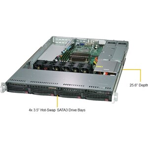 Supermicro SuperServer 5019C-WR Barebone-System - 1U Rackmount - Socket H4 LGA-1151 - 1 x Prozessor-Support - Intel C246 C