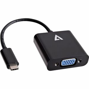 V7 Black USB Video Adapter USB-C Male to VGA Female - USB Type C Male - 15-pin HD-15 VGA Female - Black