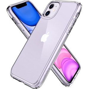 Spigen Ultra Hybrid Case for Apple iPhone 11 Smartphone - Crystal Clear - Thermoplastic Polyurethane (TPU), Polycarbonate