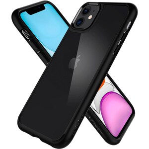 Spigen Ultra Hybrid Case for Apple iPhone 11 Smartphone - Matte Black - Thermoplastic Polyurethane (TPU), Polycarbonate