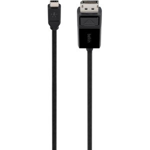 Belkin USB-C to DisplayPort Adapter Cable 4k 60Hz 6 foot - Black - 5.91 ft DisplayPort/USB A/V Cable for Monitor, Notebook