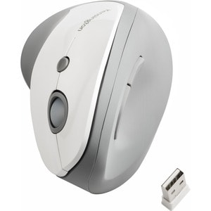 Kensington Pro Fit Ergo Vertical Wireless Mouse - Wireless - Radio Frequency - 2.40 GHz - Gray - USB - 1600 dpi - Scroll W