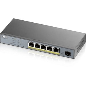 ZYXEL GS1350 GS1350-6HP 5 Ports Manageable Ethernet Switch - 2 Layer Supported - Modular - 1 SFP Slots - Twisted Pair, Opt