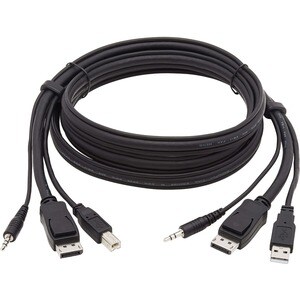 Tripp Lite by Eaton DisplayPort KVM Cable Kit, 3 in 1 - 4K DisplayPort, USB, 3.5 mm Audio (3xM/3xM), 4:4:4, 6 ft. (1.83 m)