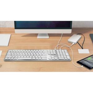 Macally Ultra Slim USB Wired Keyboard with 2 USB Ports For Mac - Cable Connectivity - USB Interface - 110 Key(s) - Compute