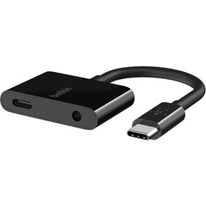 Belkin RockStar 3.5mm Audio + USB-C Charge Adapter - Mini-phone/USB Audio Cable for Audio Device, Smartphone, Charger - Fi