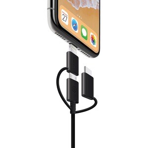 Alogic 3-in-1 Charge & Sync Combo Cable - Micro USB + Lightning + USB-C - Black - 1m - 1 m Lightning/Micro-USB/USB Data Tr