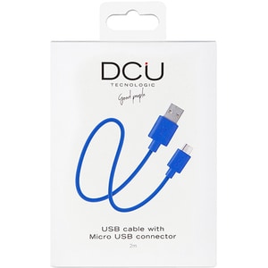 Câble pour transfert de données DCU - 2 m Micro-USB/USB - pour Chargeur, iPad, Ordinateur, iPhone - Bleu marine