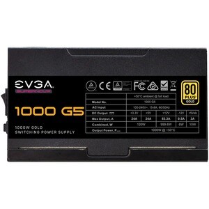 EVGA SuperNOVA 1000 G5 Power Supply - Internal - 120 V AC, 230 V AC Input - 3.3 V DC @ 24 A, 5 V DC @ 24 A, 12 V DC @ 83.3