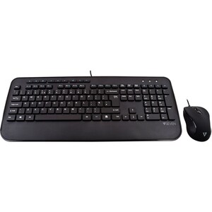 V7 CKU300DE Tastatur & Maus - QWERTZ - Deutsch - Tastatur, Kabel USB, Schwarz - Maus, Optische, Kabel, USB, 1600 dpi Beweg