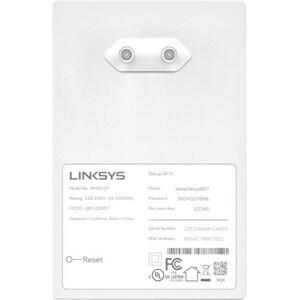 Linksys Velop WHW01P IEEE 802.11ac 1,27 Gbit/s Drahtloser Range-Extender - 2,40 GHz, 5 GHz - MIMO-Technologie - Wandmontie