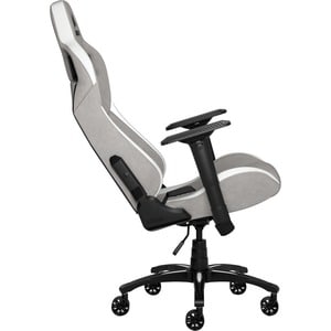 Corsair T3 RUSH Gaming Chair - Gray/White - For Gaming - Fabric, Nylon, Metal, Polyurethane Foam, Memory Foam - Gray, White