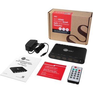 SIIG 4x1 HDMI Seamless Quad-Split Multi-Viewer Switcher - HDMI Quad Switcher - Full HD 1080p -1920x1080 60Hz - HDCP 1.4 - 
