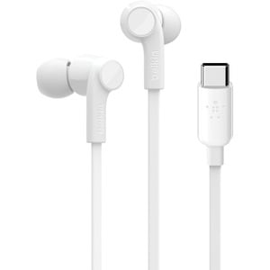 Belkin ROCKSTAR G3H0002BTWHT Wired Earbud Stereo Earset - White - Binaural - In-ear - 111.8 cm Cable - USB Type C