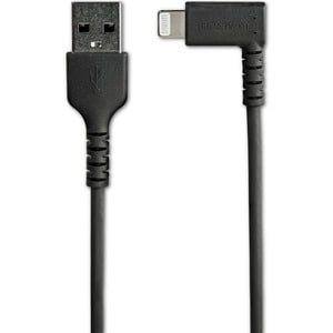 StarTech.com 2m USB A to Lightning Cable iPhone iPad Durable Right Angled 90 Degree Black Charger Cord w/Aramid Fiber Appl