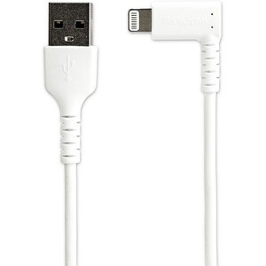 StarTech.com 2m USB A to Lightning Cable iPhone iPad Durable Right Angled 90 Degree White Charger Cord w/Aramid Fiber Appl