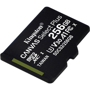 Kingston Canvas Select Plus SDCS2 256 GB Class 10/UHS-I (U3) microSDXC - 1 - 100 MB/s Read - 85 MB/s Write