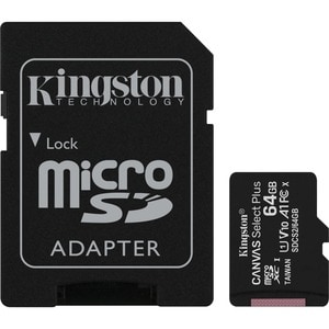 microSDXC Kingston Canvas Select Plus - 64 GB - Class 10/UHS-I (U1) - 1 Paquete(s) - 100 MB/s Leer