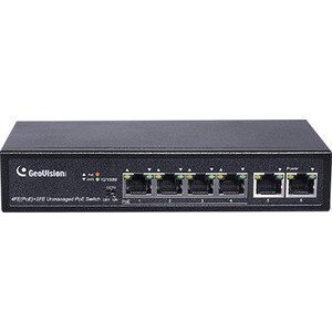 GeoVision 6-Port 10/100 Mbps Unmanaged PoE Switch with 4-Port PoE - 6 Ports - 2 Layer Supported - Twisted Pair - Desktop