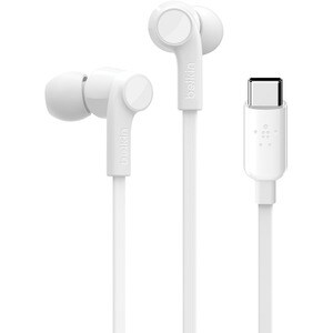 Belkin SOUNDFORM G3H0002BTWHT Wired Earbud Stereo Earset - White - Binaural - In-ear - 121.9 cm Cable - USB Type C