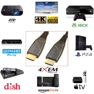 4XEM 30M 100FT Active Optical Fiber HDMI 2.0 Cable - 98.43 ft Fiber Optic A/V Cable for Audio/Video Device, Blu-ray Player