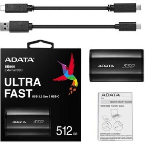 Adata SE800 ASE800-512GU32G2-CBK 512 GB Portable Solid State Drive - External - Black - Smartphone, Tablet, Notebook, Desk