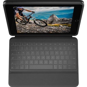 Logitech Rugged Folio Keyboard/Cover Case (Folio) for 25.9 cm (10.2") Apple iPad (7th Generation) Tablet - Graphite - Drop
