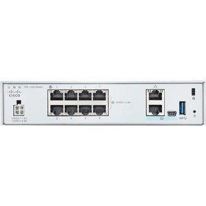 Cisco Firepower FPR-1010 Network Security/Firewall Appliance - 8 Port - 10/100/1000Base-T - Gigabit Ethernet - No - 6 x RJ