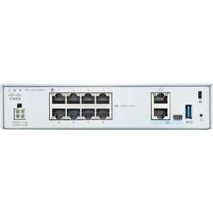 Cisco Firepower FPR-1010 Network Security/Firewall Appliance - 8 Port - 10/100/1000Base-T - Gigabit Ethernet - 6 x RJ-45 -