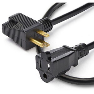 StarTech.com 1ft (0.3m) Short Extension Cord, NEMA 5-15P/R to NEMA 5-15R, 13A 125V, 16AWG, Black, Outlet Saver Power Exten