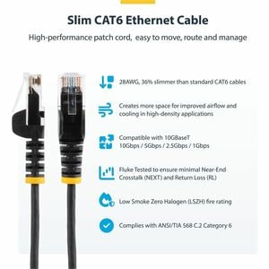 StarTech.com 1 m CAT6 Cable - Slim CAT6 Patch Cord - Blue - Snagless RJ45 Connectors - Gigabit Ethernet Cable - 28 AWG (N6