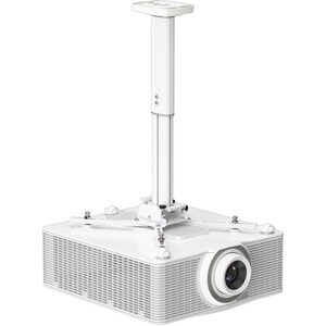KINDERMANN Premium Deckenhalterung für Projektor - Weiß - Höhenverstellbar - max. 30 kg Traglast - Eloxiertes Aluminium