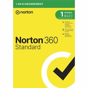 Norton Norton™ 360 Standard -1 Appareil - Secure VPN - Password Manager - Sauvegarde cloud pour PC 10 Go - Antivirus - Tél