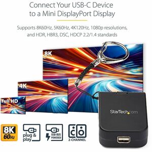 PORTABLE USB C TO MDP ADAPTER QUICK-CONNECT KEYCHAIN 4K 60HZ