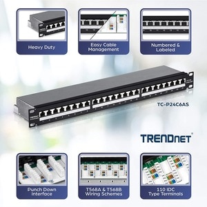 Network Pièce pour panneau TRENDnet TC-P24C6AS - 24 Port(s) - Conforme aux normes TAA - 24 x RJ-45 - 1U Haut - 19" Grand A
