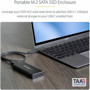 StarTech.com Drive Enclosure SATA/600, M.2 - USB 3.1 Micro-B Host Interface - UASP Support External - Black, Silver - TAA 