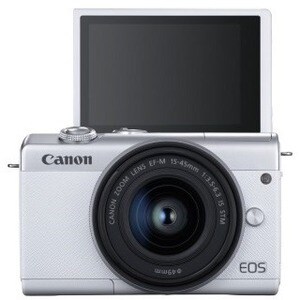 Canon EOS M200 24,1 Megapixel Spiegellose Kamera mit Objektiv - 15 mm - 45 mm Brennweite - Weiß - Autofokus - 7,6 cm (3 Zo