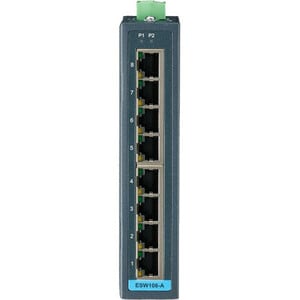 B+B SmartWorx 8FE Slim-type Unmanaged Industrial Ethernet Switch with Low Vac Power Input - 8 Ports - 2 Layer Supported - 