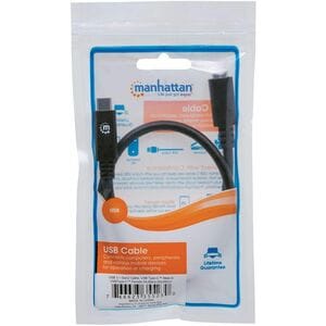 Manhattan Cable USB-C V3.1, Ext. 0.5M Negro 10Gbps 5A - 10Gbit/s - Cable de extensión - Admite hasta3840 x 2160 - Apantall