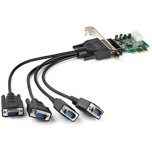 StarTech.com 4-port PCI Express RS232 Serial Adapter Card - PCIe to Serial DB9 RS-232 Controller Card - 16950 UART - Windo
