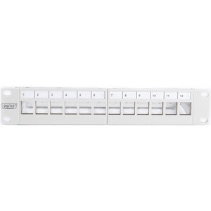 DIGITUS Professional 12 Port(s) Blank Patch Panel - Light Grey - 1U High - Rack-mountable