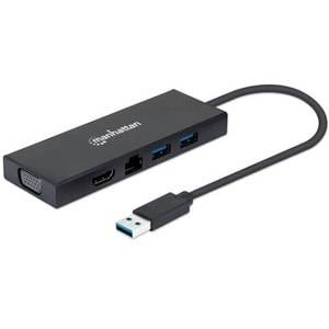 USB-A Dock/Hub, Ports (x5): Ethernet, HDMI, USB-A (x2) and VGA, Micro-USB Power Input Port (Optional, only when additional