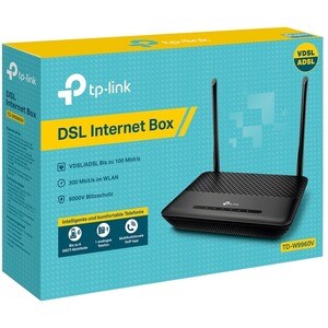 TP-Link TD-W9960V Wi-Fi 4 IEEE 802.11b/g/n Ethernet, VDSL2, ADSL2+, ADSL2 Modem/Wireless Router - 2,40 GHz ISM-Band - 2 x 