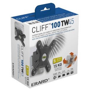 Fixation murale Erard Pro CLIFF 100TW45 pour TV - Argenté, Noir - 1 Écran(s) supportés - 58,4 cm (23") - 15 kg Max - 75 x 